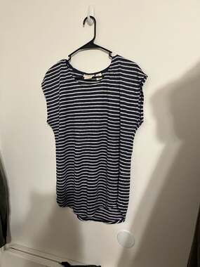 Christian Siriano New York 100% Linen Striped Sleeveless Knit Top Size Large